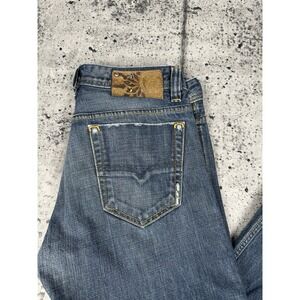 Men's DIESEL INDUSTRY Jeans VIKER Distressed Dark Blue Wash  Button Fly  31 x 34